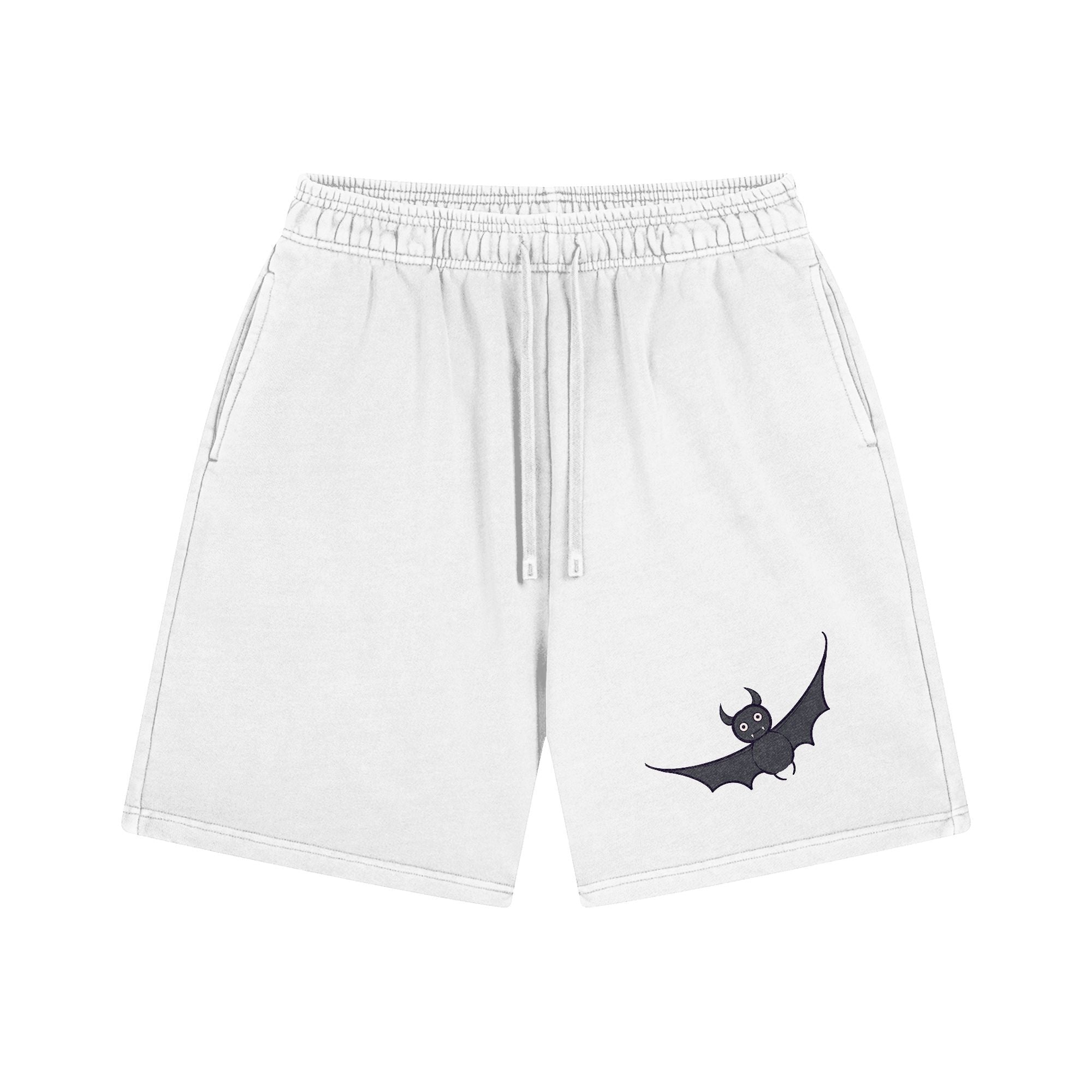 Relaxed Rhythm: Men's Poly-Blend Shorts Featuring Chic Bat Design