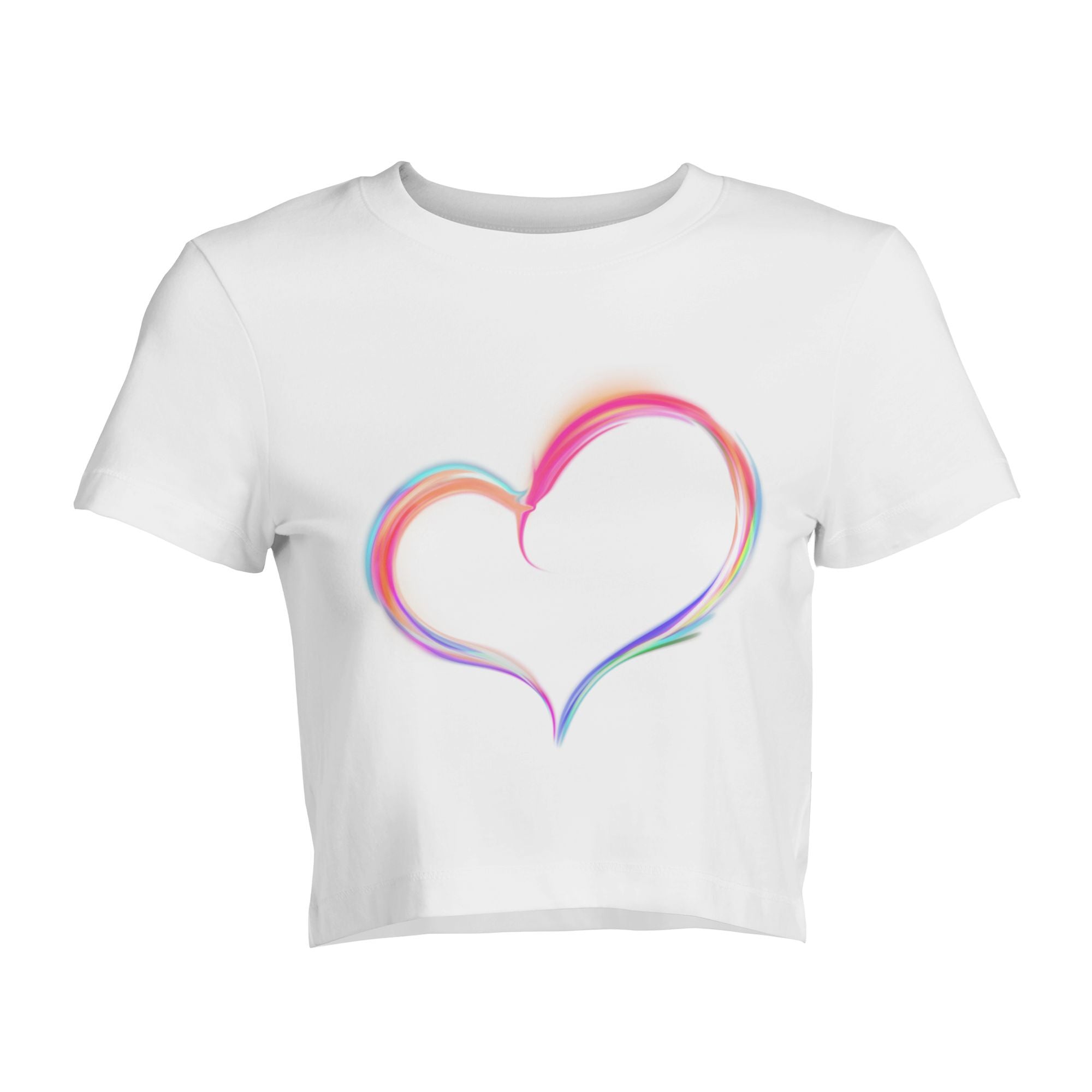 Peach Heart Love: Chic Cropped Tee for Effortless Everyday Cool