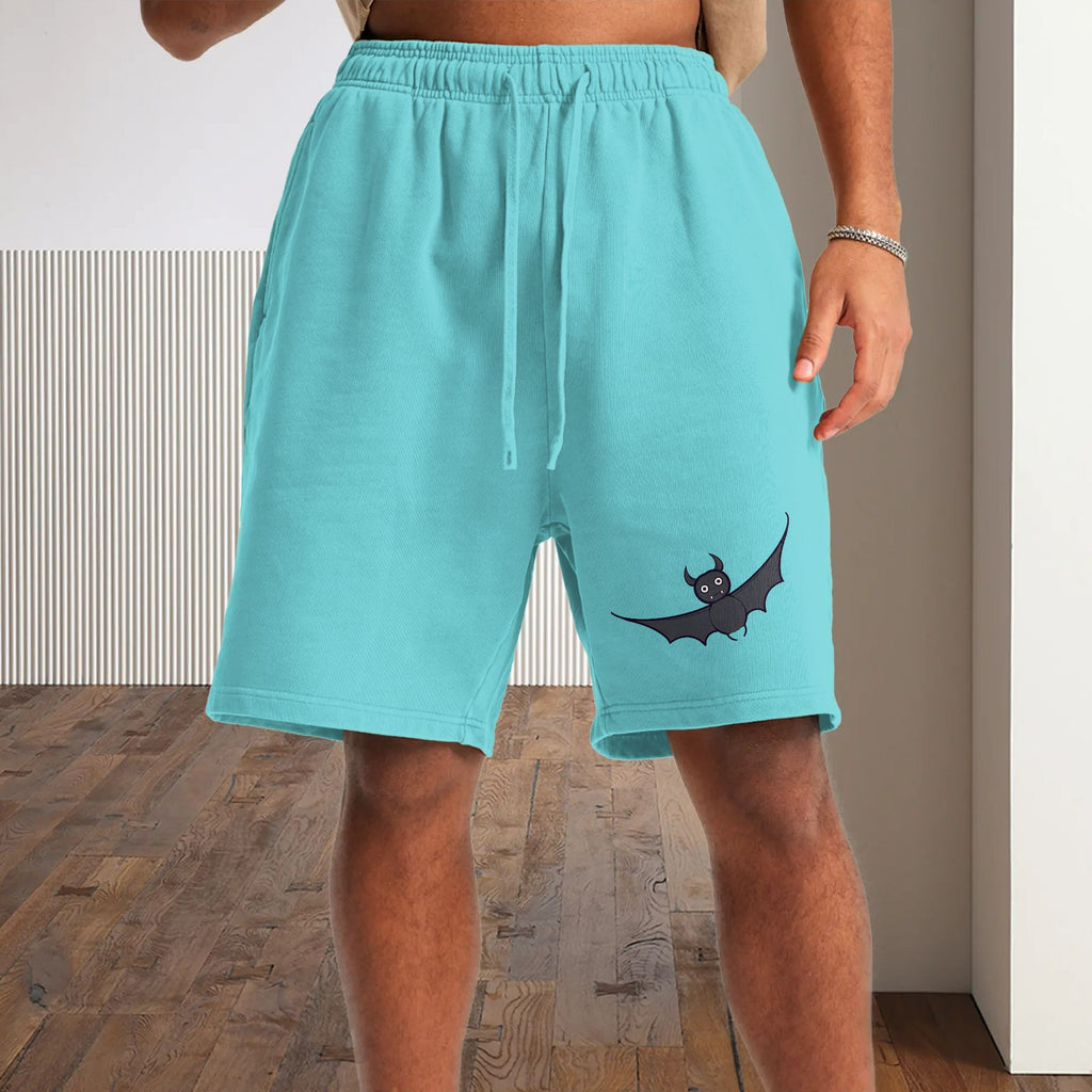Relaxed Rhythm: Men's Poly-Blend Shorts Featuring Chic Bat Design