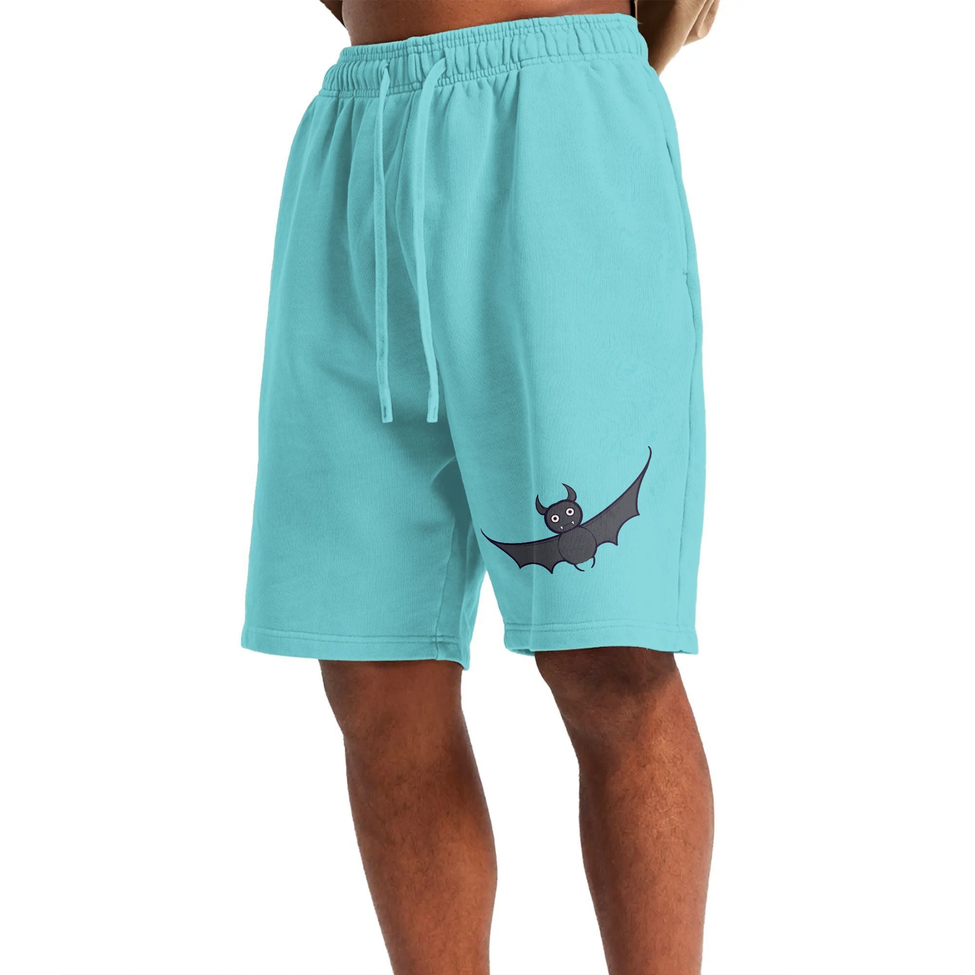 Relaxed Rhythm: Men's Poly-Blend Shorts Featuring Chic Bat Design