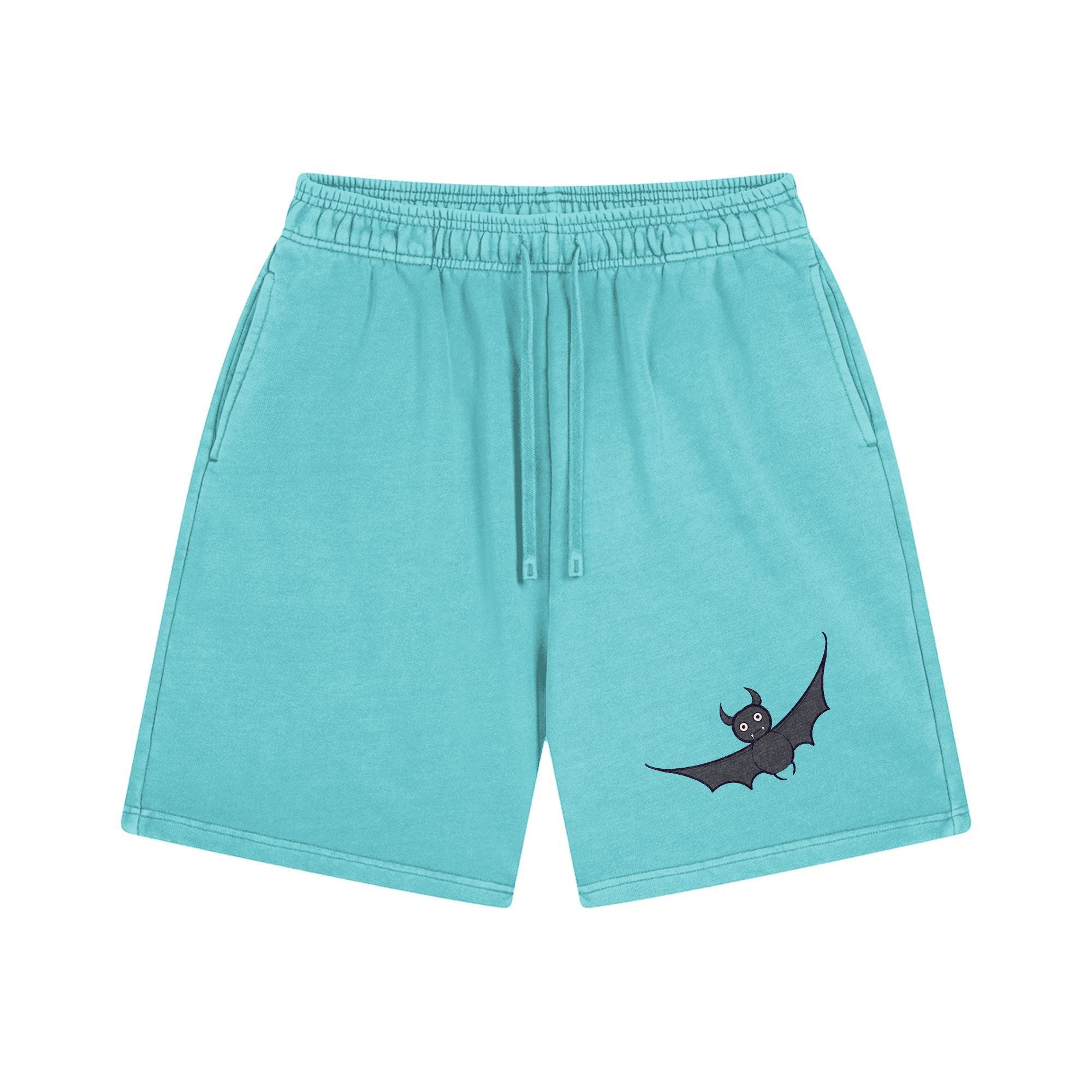 Relaxed Rhythm: Men's Poly-Blend Shorts Featuring Chic Bat Design