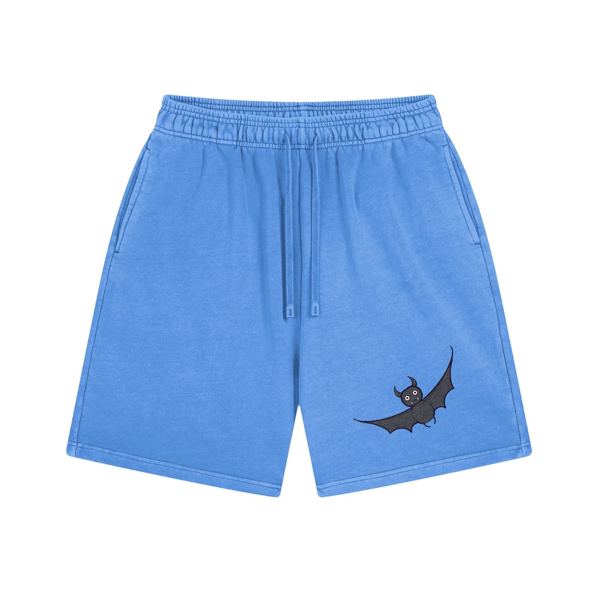 Relaxed Rhythm: Men's Poly-Blend Shorts Featuring Chic Bat Design