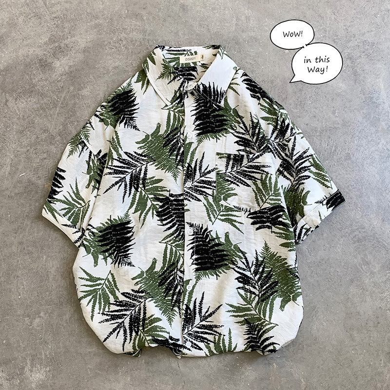 Men's Hawaiian Aloha Shirt - Vintage Floral Beach Print, Short Sleeve Silk Shirt Jacket, Loose Fit XX-Large