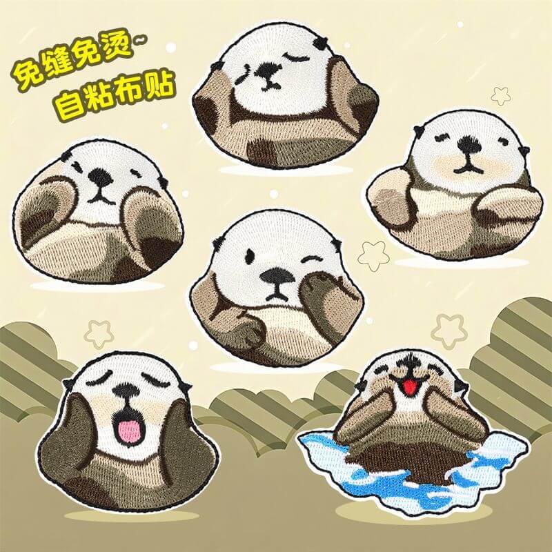 Self Adhesive Patch Stickers featuring cute otter designs for clothes and accessories.