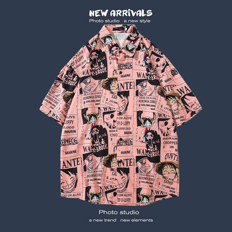 Men's Casual Floral Print Short Sleeve Shirt for Seaside Vacation Hawaiian Shirts